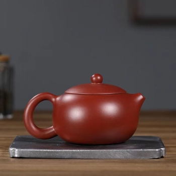 Ceainic autentic Yixing din lut purpuriu, capacitate mare, stil Xi Shi, motiv Roba Roșie, 350 ml