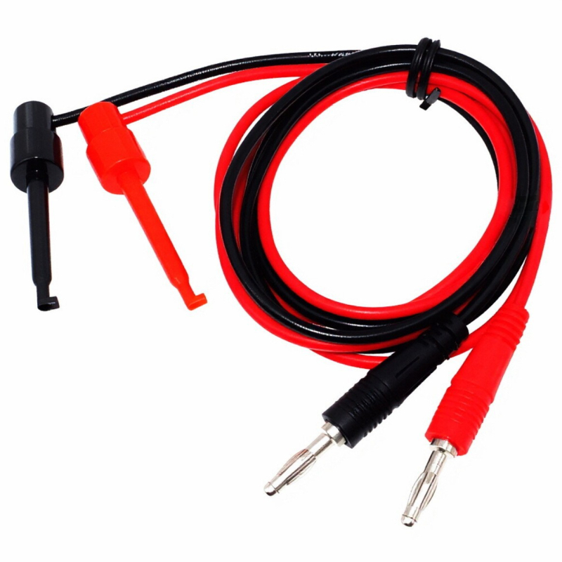Cablu de test pentru multimetru, cu conector banana de 4 mm și cârlig de test mare, izolație din silicon
