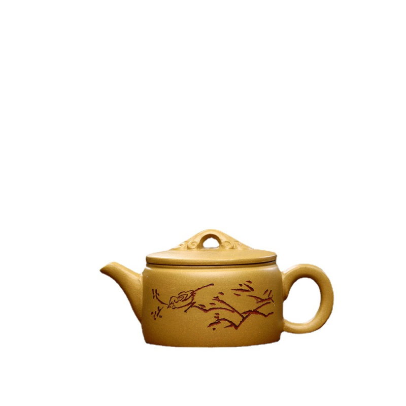 Ceainic Yixing din lut purpuriu, lucrat manual, gură largă, set de ceai pentru casă