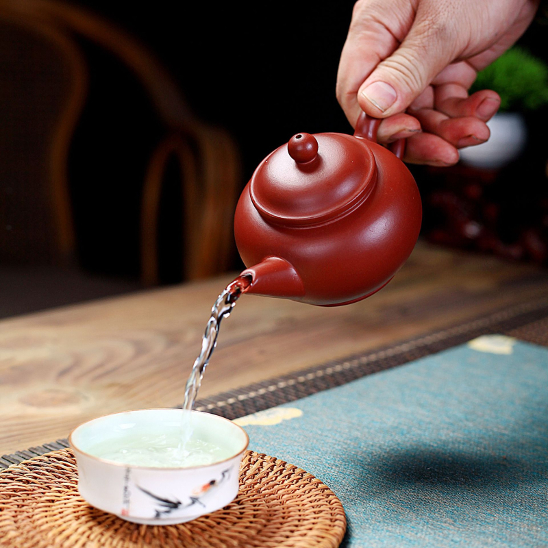 Ceainic Yixing din lut mov, nivel Da Hong Pao, pictat manual, set Kung Fu ceai