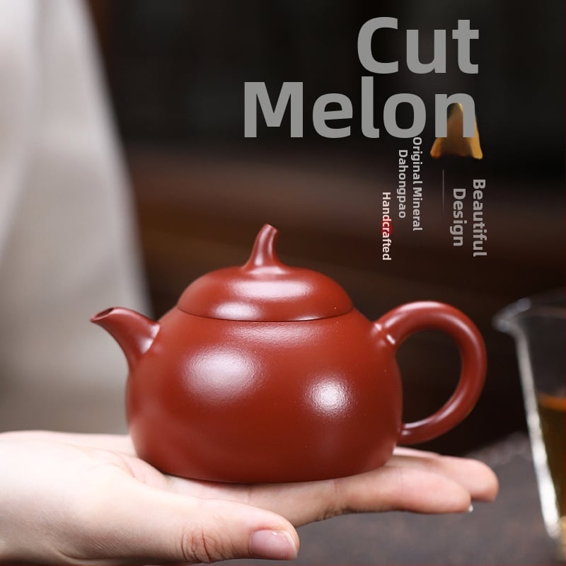 Ceainic Yixing din lut mov, 140 ml, lucrat manual, în formă de vinete, Dahongpao