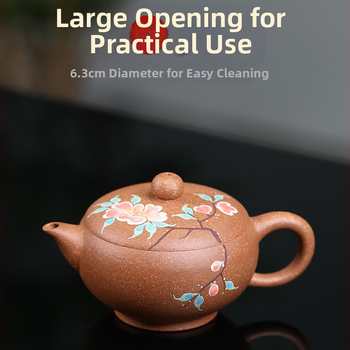 Ceainic Yixing din lut purpuriu cu segmente pictate manual multicolore, 120 ml
