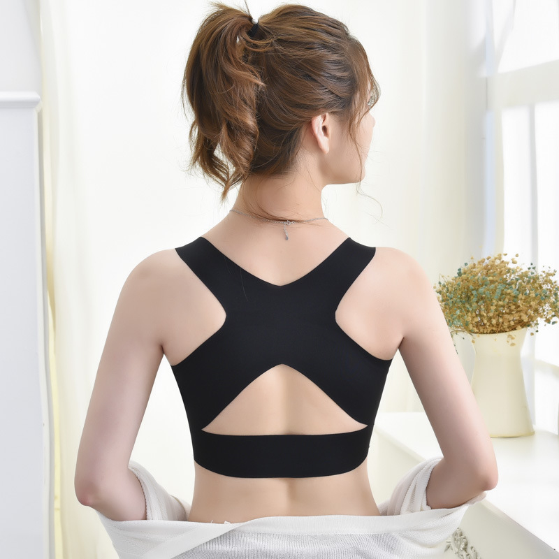 Sutien fără cusături cu spate, design 2 în 1, cupe modelate 3/4, material Ice Silk