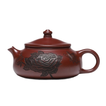 Ceainic de lut purpuriu, din Yixing, gravat Hanjiang cu nisip Dragon Blood, set cadou de ceai