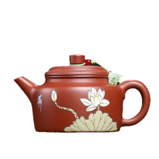 Ceainic Yixing din nisip mov, lucrat manual din mină originală Dahuangbao, parfum delicat cu farmec de lotus, pentru seturi Kung Fu de ceai
