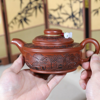 Ceainic Yixing din argilă mov Dragon Blood Sand – set cadou clasic pentru ceai