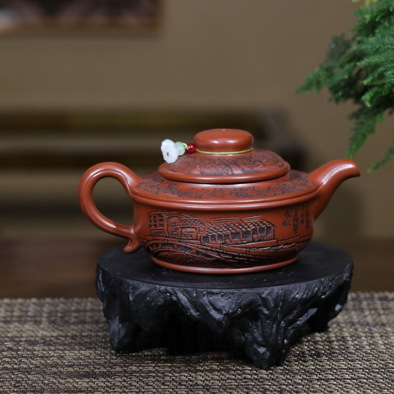 Ceainic Yixing din argilă mov Dragon Blood Sand – set cadou clasic pentru ceai