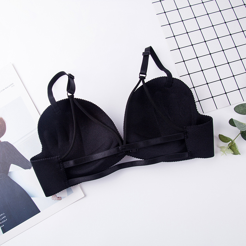 Sutien push-up fără bretele, dintr-o bucată, cu închidere frontală și cârlige la spate, fără fir, spate sexy