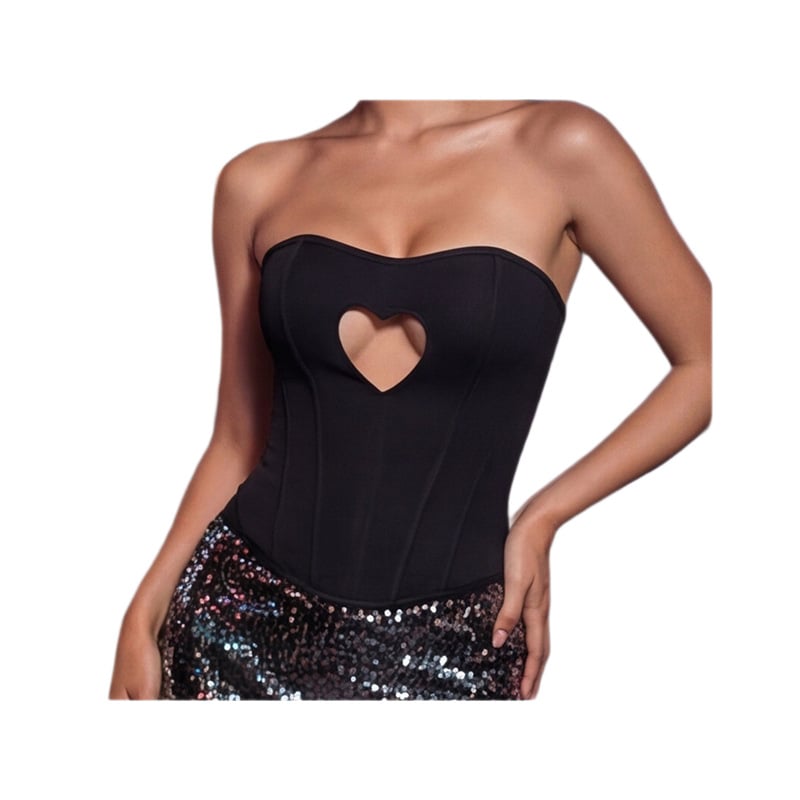 Bustier fără bretele, decupaj în formă de inimă, stil european-american, talie subțire