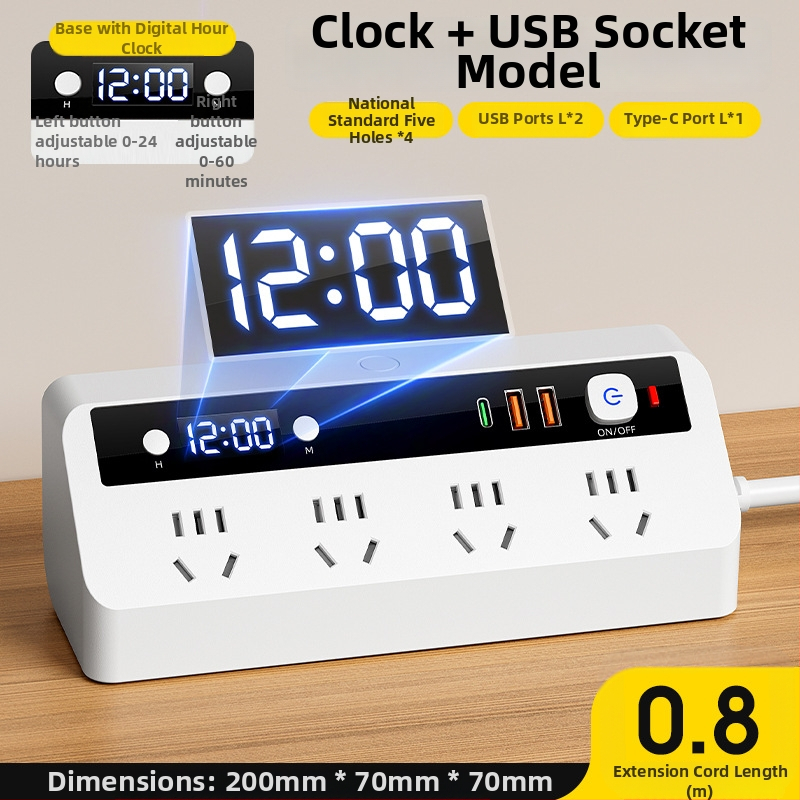 Priză inteligentă cu protecție la suprasarcină, încărcare USB rapidă, prelungitor cu mai multe prize pentru gaming, birou și cămine studențești