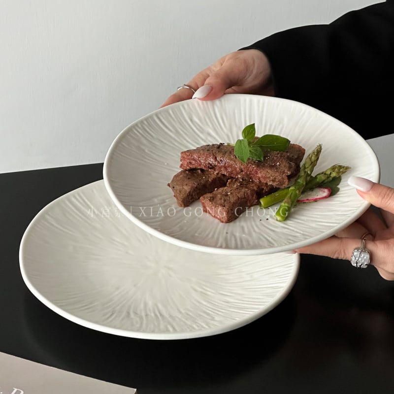 Farfurie ceramice în stil occidental, platou superficial pentru uz casnic, potrivit pentru paste și salate, veselă de calitate superioară