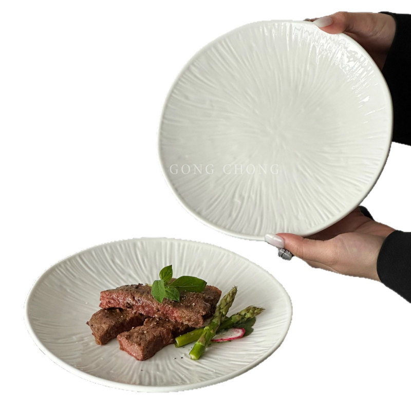 Farfurie ceramice în stil occidental, platou superficial pentru uz casnic, potrivit pentru paste și salate, veselă de calitate superioară