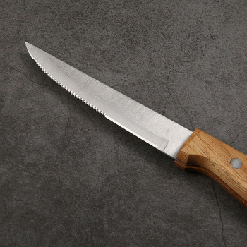 În stoc: Cuțit de steak din oțel inoxidabil, stil occidental, mâner din lemn de acacia, pentru uz casnic, lamă lustruită, lamă 11,5 cm, mâner 11,2 cm