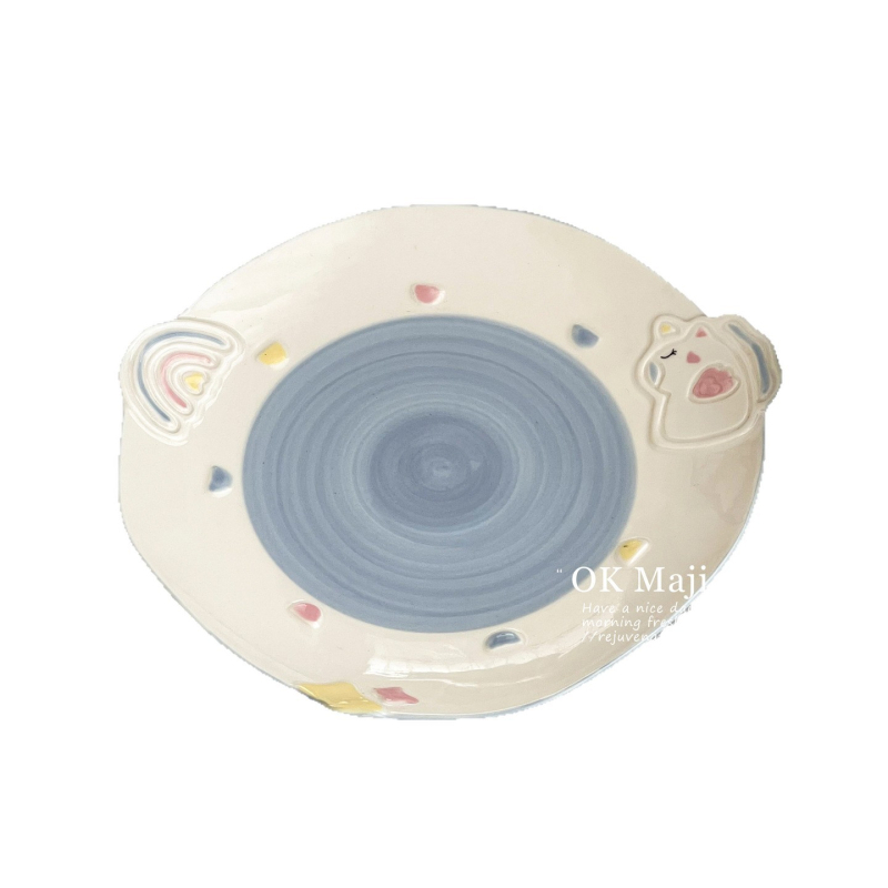 Set de farfurii ceramice drăguțe pentru copii — farfurii de mic dejun și desert cu desene animate