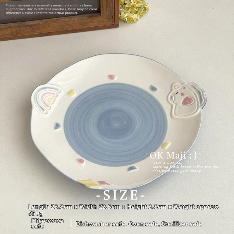 Set de farfurii ceramice drăguțe pentru copii — farfurii de mic dejun și desert cu desene animate