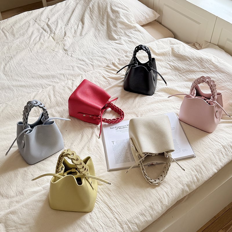 Geantă bucket cu design niche, geantă de umăr tricotată casual, mini crossbody, primăvara 2026