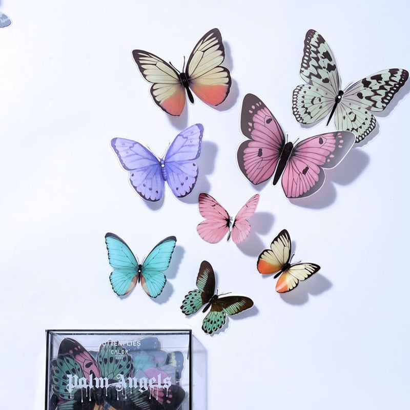 Buchet 3D colorat din PVC cu fluturi, accesorii decorative pentru ambalaj, fundal pentru selfie și transmisiuni în direct