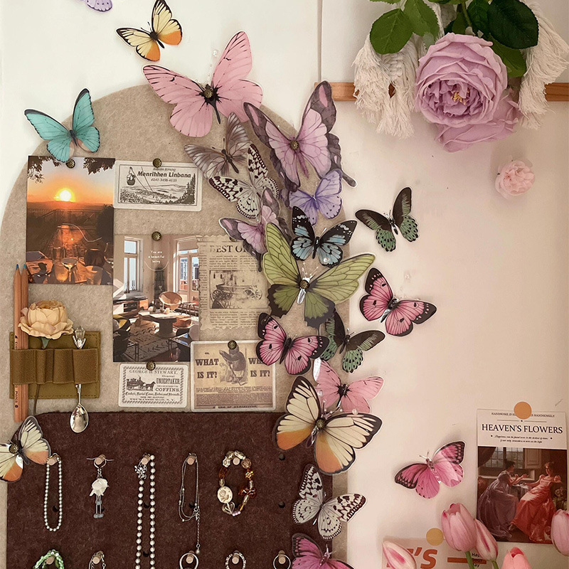 Buchet 3D colorat din PVC cu fluturi, accesorii decorative pentru ambalaj, fundal pentru selfie și transmisiuni în direct
