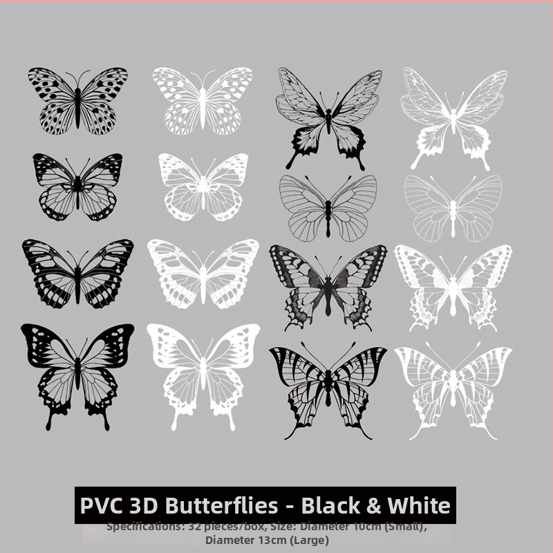 Buchet 3D colorat din PVC cu fluturi, accesorii decorative pentru ambalaj, fundal pentru selfie și transmisiuni în direct