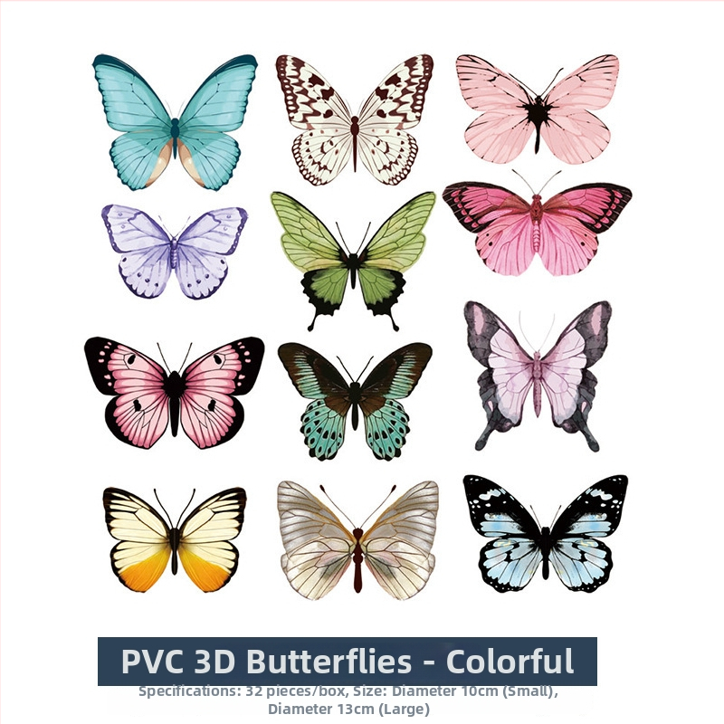 Buchet 3D colorat din PVC cu fluturi, accesorii decorative pentru ambalaj, fundal pentru selfie și transmisiuni în direct