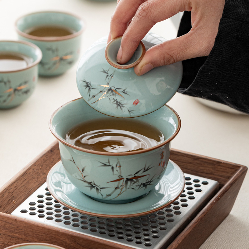 Set ceainic cu capac – ceramic premium pentru casă și birou, atingere răcoroasă