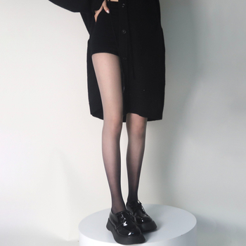 Dresuri de nylon cu gradient pentru femei – cu deschidere la zona intimă, transparente, ultra-subțiri, culoare gradient, primăvară-vară