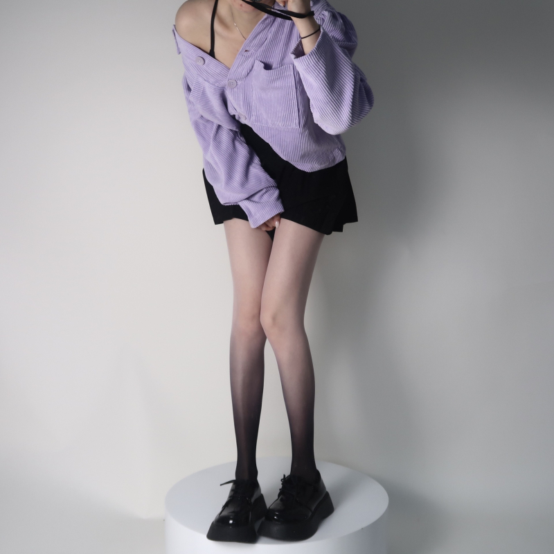 Dresuri de nylon cu gradient pentru femei – cu deschidere la zona intimă, transparente, ultra-subțiri, culoare gradient, primăvară-vară