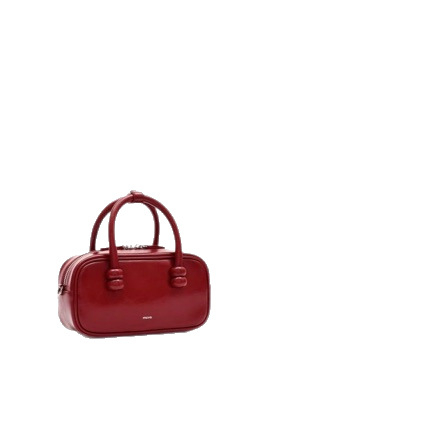 Mu.Va Boston geantă de mână pentru femei din piele naturală, roșie, mică crossbody