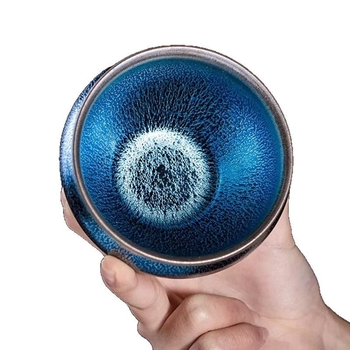 Ceașcă Jianzhan Blue Kirin General — ceramică minimalistă, pentru o singură porție, cadou gata de oferit.