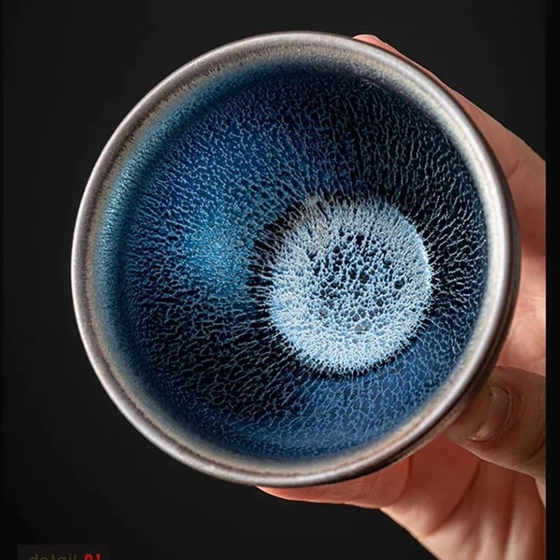 Ceașcă Jianzhan Blue Kirin General — ceramică minimalistă, pentru o singură porție, cadou gata de oferit.