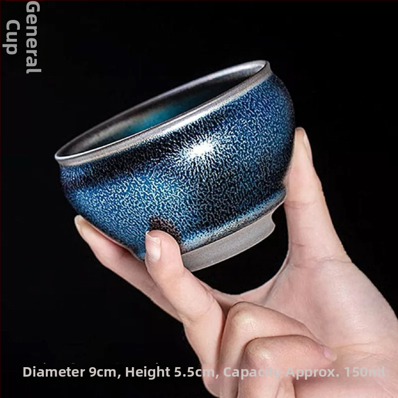Ceașcă Jianzhan Blue Kirin General — ceramică minimalistă, pentru o singură porție, cadou gata de oferit.