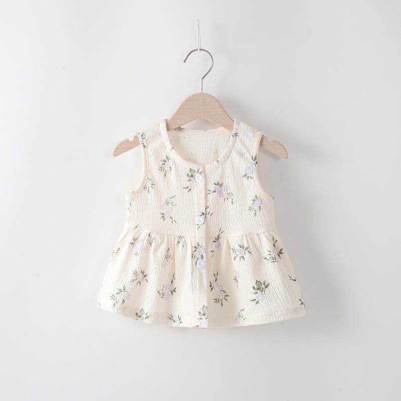 Rochie de vară pentru fetițe – rochie de prințesă fără mâneci, imprimeu floral