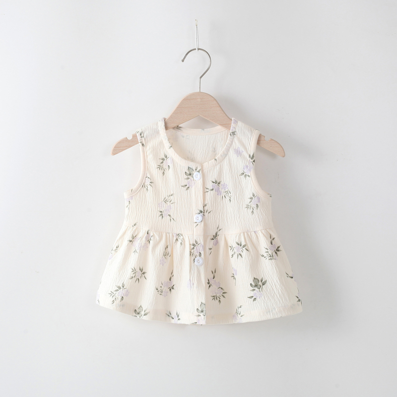 Rochie de vară pentru fetițe – rochie de prințesă fără mâneci, imprimeu floral