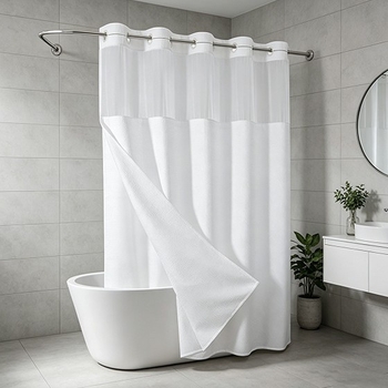 Cortină de duș monocromă, impermeabilă și rezistentă la mucegai, cu textură waffle, poliester, 71×75 inch
