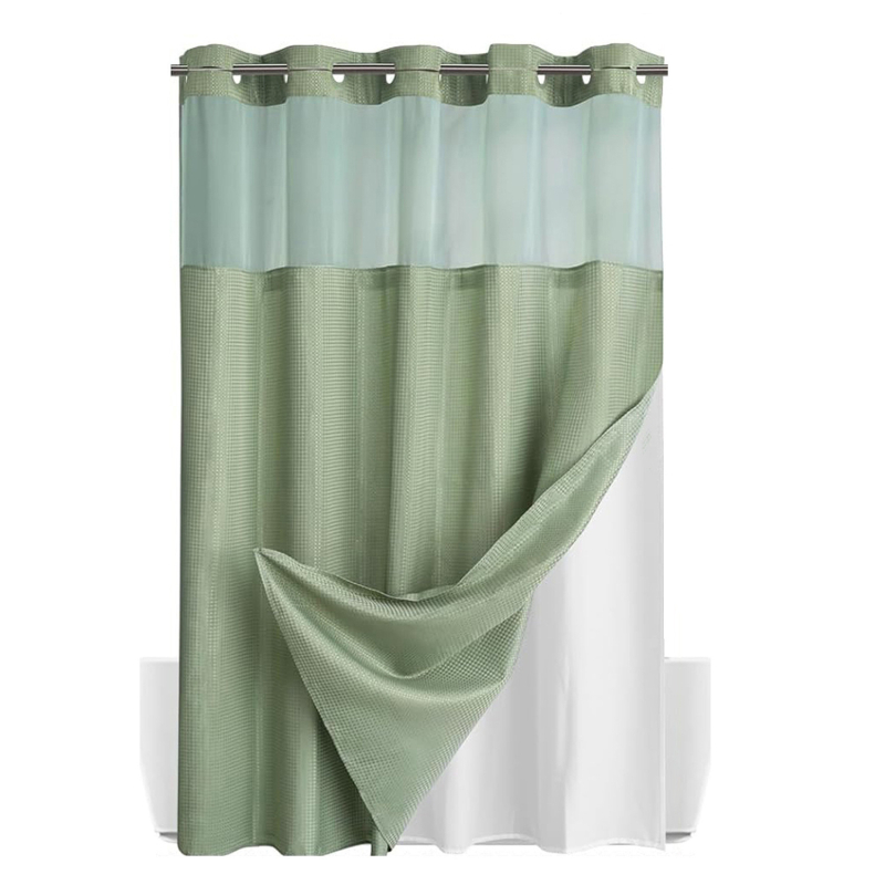 Cortină de duș monocromă, impermeabilă și rezistentă la mucegai, cu textură waffle, poliester, 71×75 inch