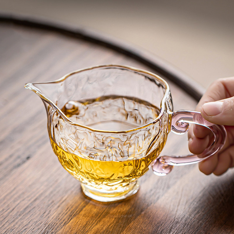 Ceașcă de ceai cu model ciocănit, din sticlă borosilicată transparentă, divizor pentru ceai, cană de servire mini, capacitate mică