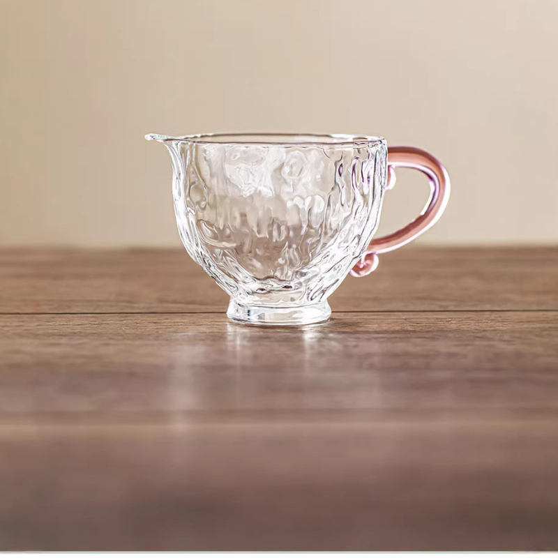 Ceașcă de ceai cu model ciocănit, din sticlă borosilicată transparentă, divizor pentru ceai, cană de servire mini, capacitate mică