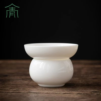 Filtru de ceai din porțelan alb, stil japonez, ceramic pentru ceai Gongfu, filtru unic