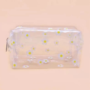 Geantă de machiaj transparentă din PVC, imprimeu drăguț cu desene animate, compactă și impermeabilă