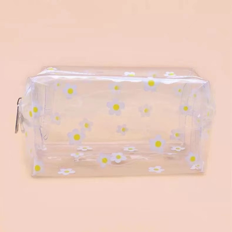 Geantă de machiaj transparentă din PVC, imprimeu drăguț cu desene animate, compactă și impermeabilă