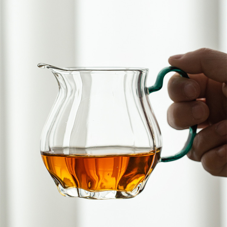 Set de ceai din sticlă borosilicat de înaltă calitate, cu mâner, ceașcă de distribuire a ceaiului și ceainic