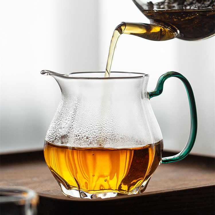 Set de ceai din sticlă borosilicat de înaltă calitate, cu mâner, ceașcă de distribuire a ceaiului și ceainic