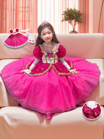 Rochie Lolita de prințesă pentru fete, primăvară–toamnă 2025, rochie într-o singură piesă cu căptușeală din bumbac pentru copii 3–8 ani