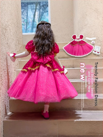 Rochie Lolita de prințesă pentru fete, primăvară–toamnă 2025, rochie într-o singură piesă cu căptușeală din bumbac pentru copii 3–8 ani