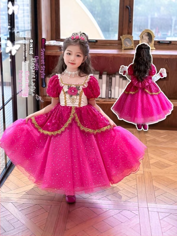 Rochie Lolita de prințesă pentru fete, primăvară–toamnă 2025, rochie într-o singură piesă cu căptușeală din bumbac pentru copii 3–8 ani