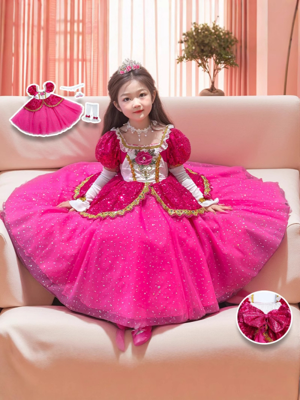 Rochie Lolita de prințesă pentru fete, primăvară–toamnă 2025, rochie într-o singură piesă cu căptușeală din bumbac pentru copii 3–8 ani