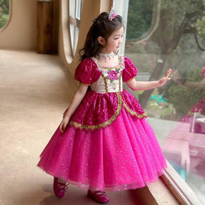 Rochie Lolita de prințesă pentru fete, primăvară–toamnă 2025, rochie într-o singură piesă cu căptușeală din bumbac pentru copii 3–8 ani