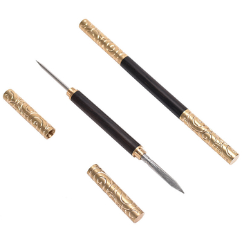 Set de cuțite și ace pentru ceai din Rosewood și Purple Sandalwood cu Golden Hoop Stick — Accesorii pentru ceremonia ceaiului, con de ceai