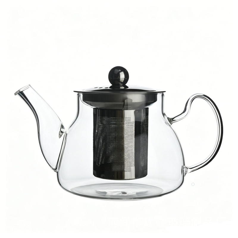 Ceainic de sticlă cu filtru – sticlă borosilicat rezistentă la temperaturi, oțel inoxidabil, capacitate mică, pentru ceai cu flori, pentru uz casnic