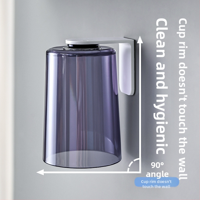 Suport magnetic pentru periuța de dinți cu pahar transparent pentru clătire, montaj pe perete fără găuri